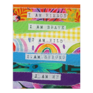 Positive affirmations rainbow stripes poster