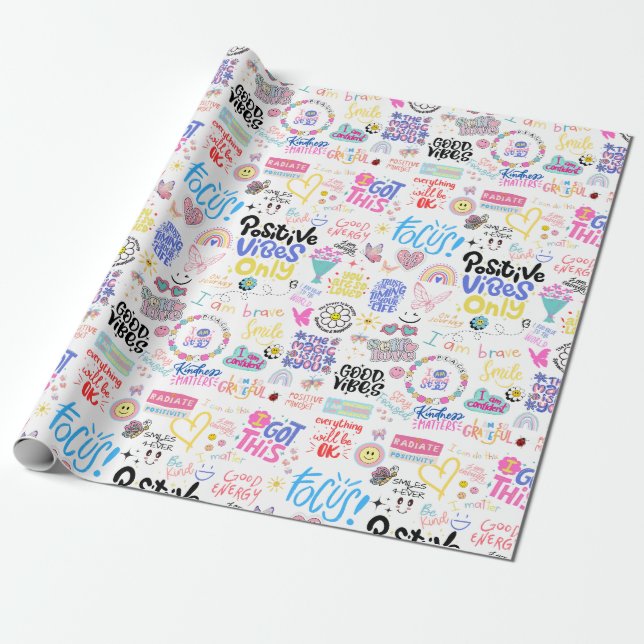 Positive Affirmations Wrapping Paper (Unrolled)
