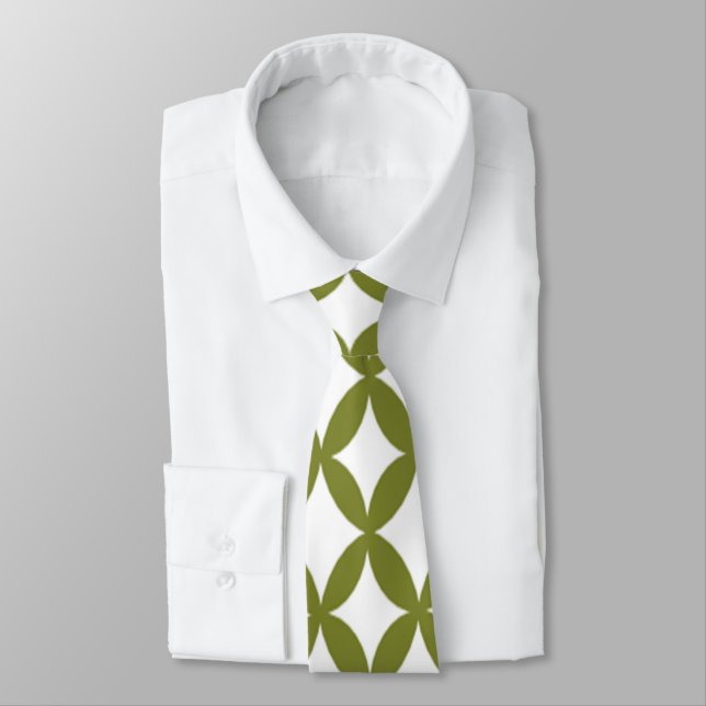 Positive and Negative Space Olive Green  Tie (Tied)
