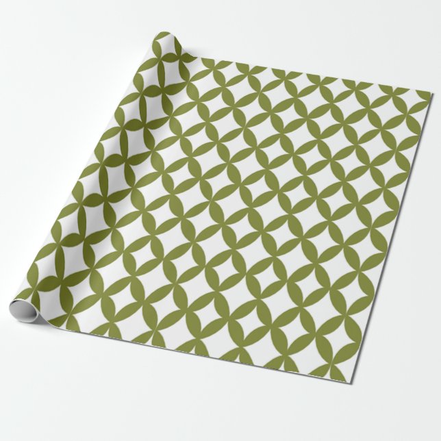 Positive and Negative Space Olive Green  Wrapping Paper (Unrolled)