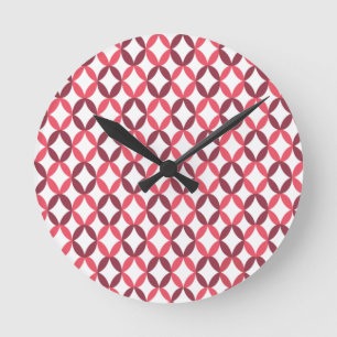 Positive and Negative Space Pink and Purple Round Clock