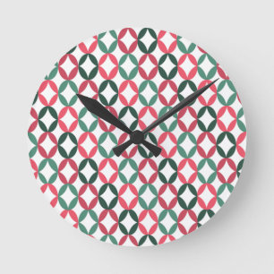 Positive and Negative Space - Teal and Pink Round Clock