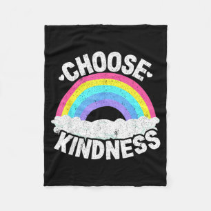 Positive Anti Bullying Rainbow Peace Hippie Choose Fleece Blanket