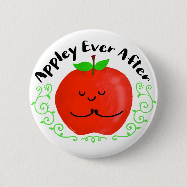 Positive Apple Pun - Appley Ever After 6 Cm Round Badge (Front)
