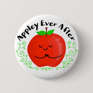 Positive Apple Pun - Appley Ever After 6 Cm Round Badge