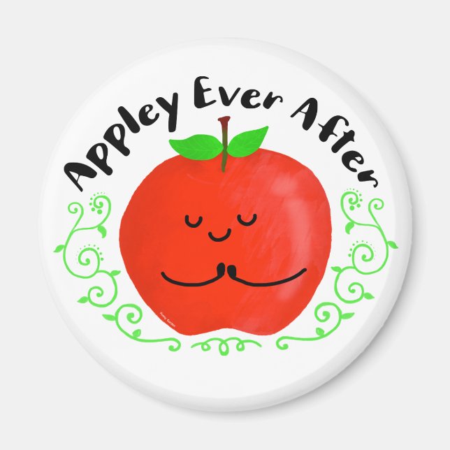 Positive Apple Pun - Appley Ever After Magnet (Front)