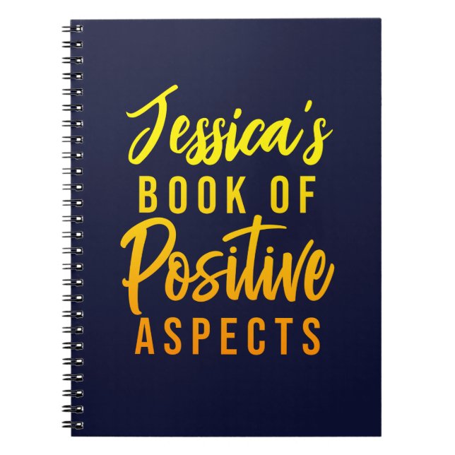 Positive Aspects Blue Yellow Name Gratitude Notebook (Front)