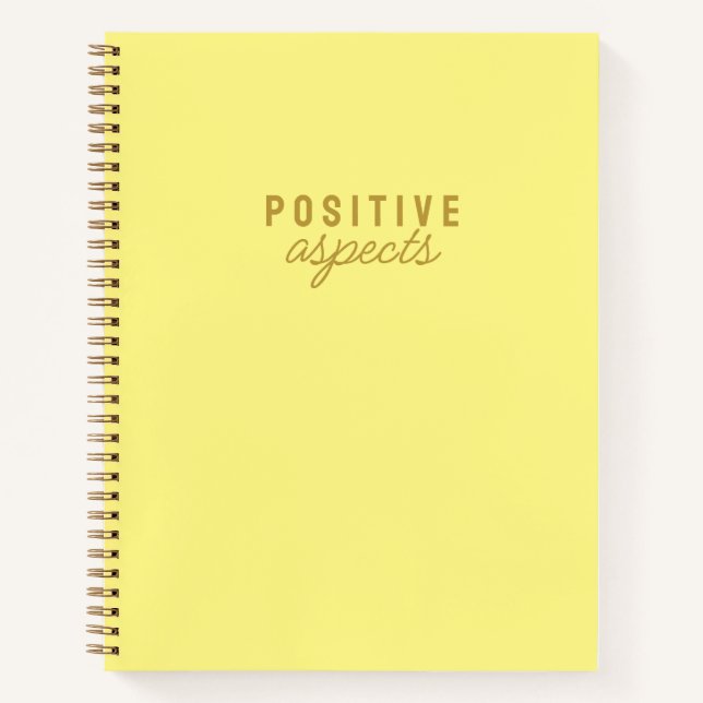 Positive Aspects Minimalist Yellow Gratitude Notebook (Front)