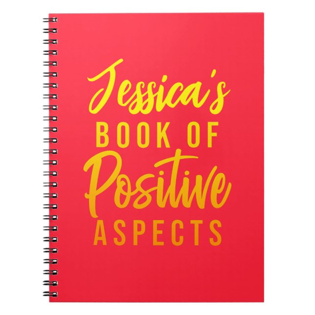Positive Aspects Name Red Yellow Gratitude Notebook (Front)