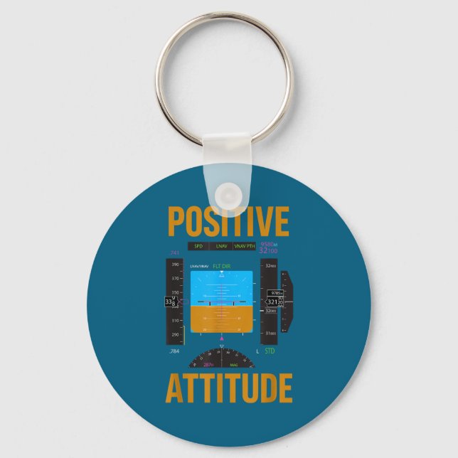 Positive attitude funny pilot aviation instrument  key ring (Front)