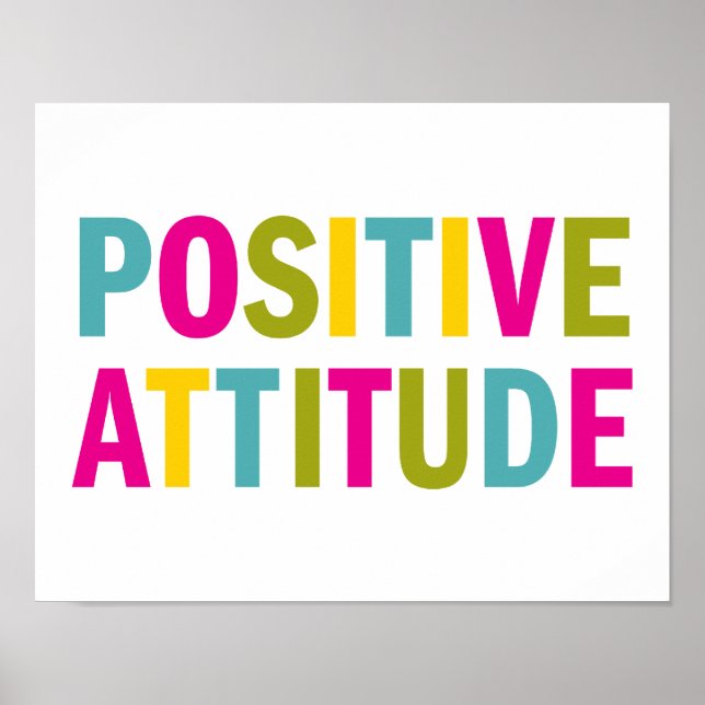 Positive Attitude in bright colours Poster (Front)
