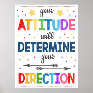 Positive Attitude Rainbow Classroom Poster