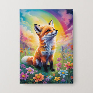 Positive Attitude Red Fox Pup Button