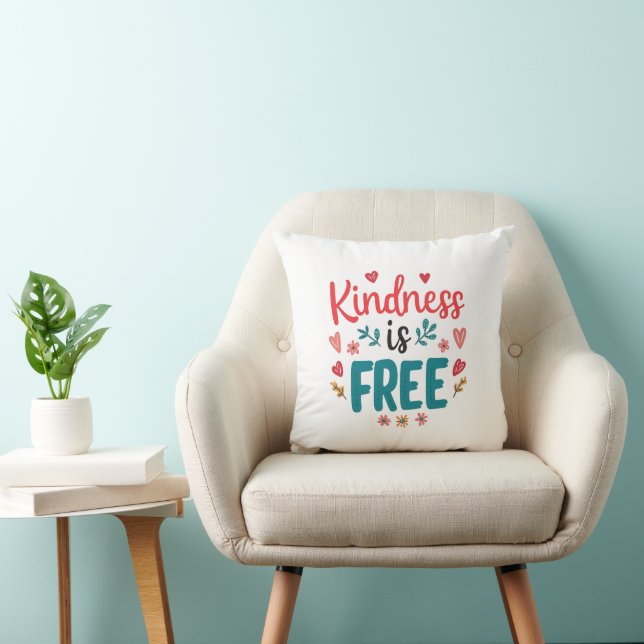 Positive "Be Kind" Message with Hearts Cushion (Chair)
