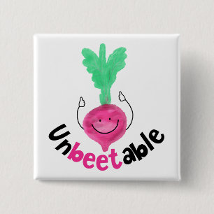 Positive Beet Pun - Unbeetable 15 Cm Square Badge