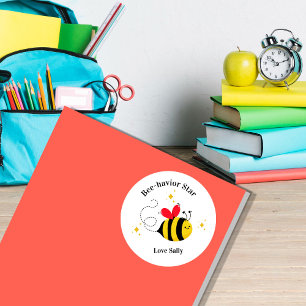 Positive Behaviour Sticker, Bee-havior Star Teache Classic Round Sticker