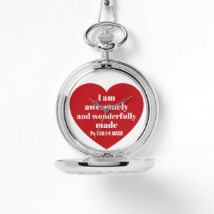 Positive Bible Verse Affirmation Red Heart Cute Watch