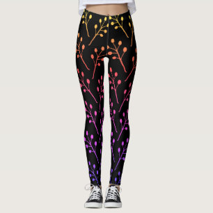 Positive & Bright Foliage Boho Pattern  Leggings