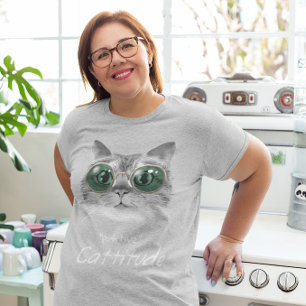 Positive Cattitude Funny Cat Pet Cute T-Shirt