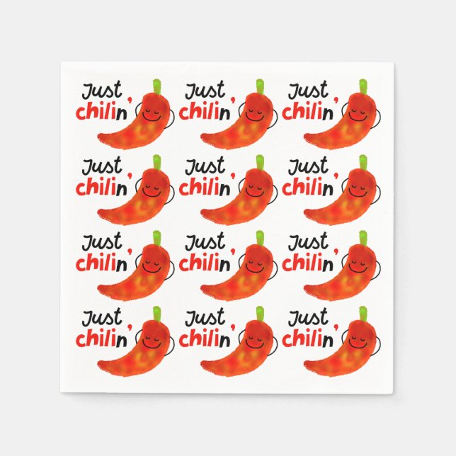 Positive Chilli Pepper Pun - Just Chilin Napkin (Front)