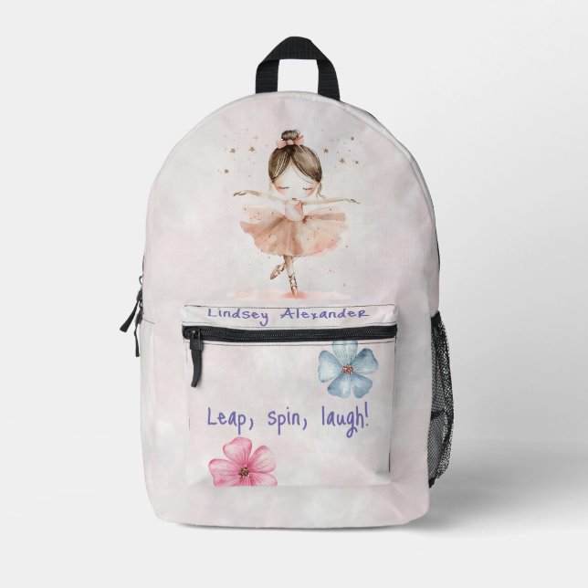 Positive Custom Girls' Ballerina Printed Backpack (Front)