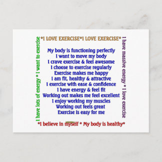 Positive Exercise Affirmations Postcard