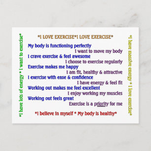 Positive Exercise Affirmations Postcard