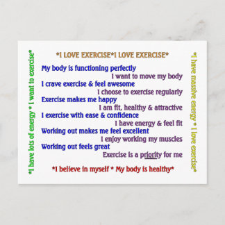 Positive Exercise Affirmations Postcard
