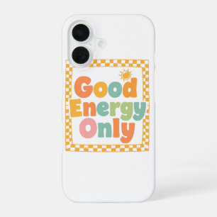 Positive "Good Energy Only" Checkered Frame iPhone 16 Case
