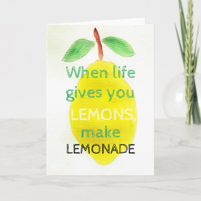 Positive Greeting Card with watercolor lemon (Front)