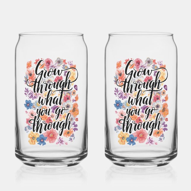 Positive Growth and Motivation Typography Can Glass (Front)