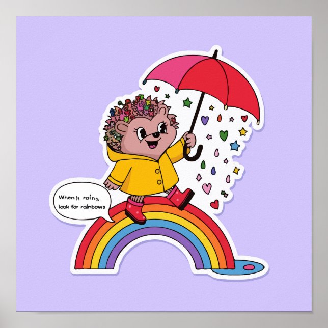 Positive Hedgehog - Cute Motivational Poster (Front)