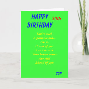 Positive kid-son twentieth birthday cards