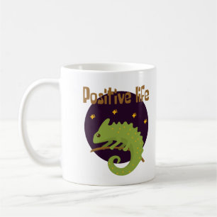 Positive life Kawaii funny cute green Chameleon  Coffee Mug