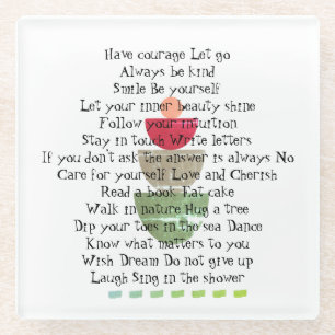 Positive Life Quotes Happiness Abstract White  Glass Coaster