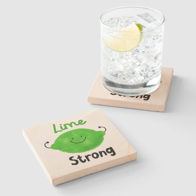 Positive Lime Pun - Lime Strong Stone Coaster (Side)