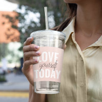 Positive Love Yourself Today Pastel Pink Quote