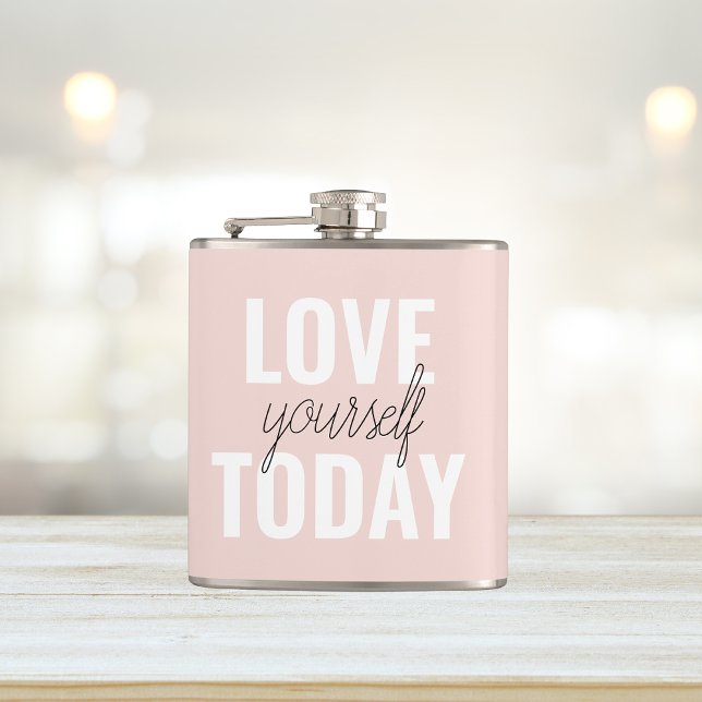  Positive Love Yourself Today Pastel Pink Quote  Hip Flask (Creator Uploaded)