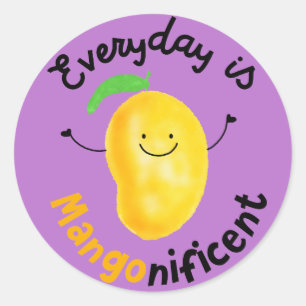 Positive Mango Pun - Everyday is Mangonificent Classic Round Sticker