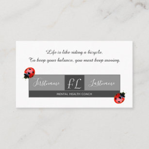 Positive mental health coach ladybug encouragement business card