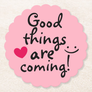 Positive Message Cute Pink Colour Paper Coaster