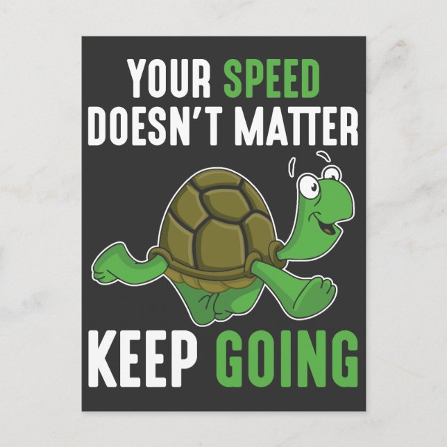 Positive Mind Uplifting Quote Keep Going Turtle Postcard (Front)