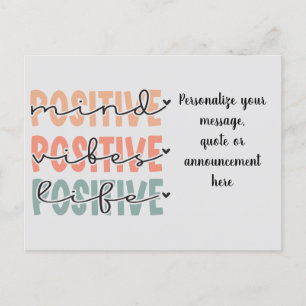 Positive Mind Vibes Life Announcement Postcard