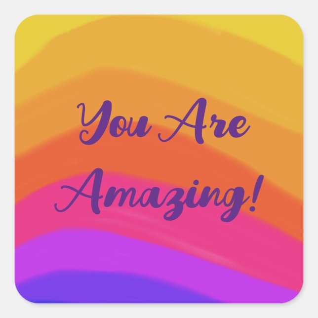 Positive Modern Rainbow Colourful  Square Sticker (Front)