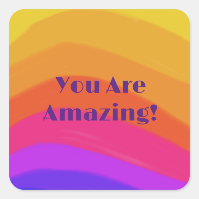 Positive Modern Rainbow Colourful  Square Sticker (Front)