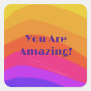 Positive Modern Rainbow Colourful  Square Sticker