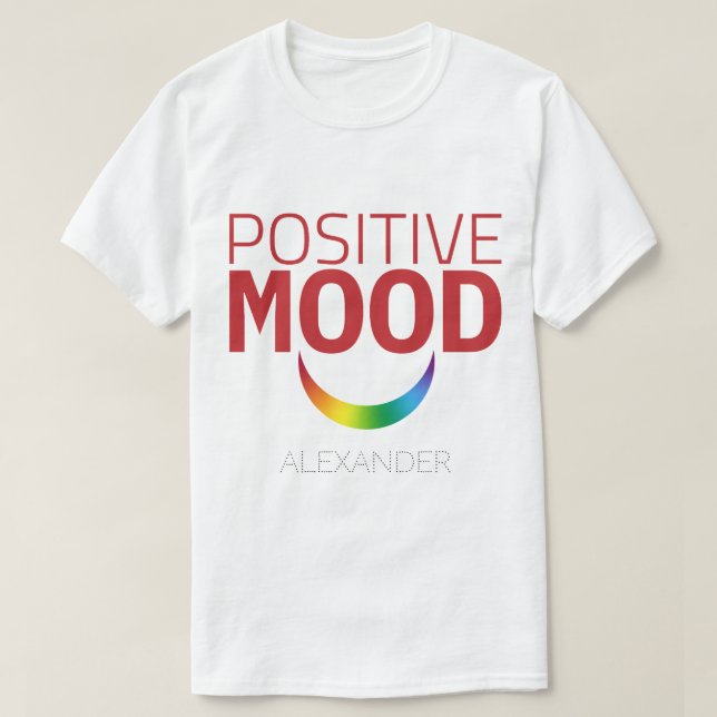 Positive Mood Smile Red Rainbow GAY LGBT Fun Name T-Shirt (Design Front)