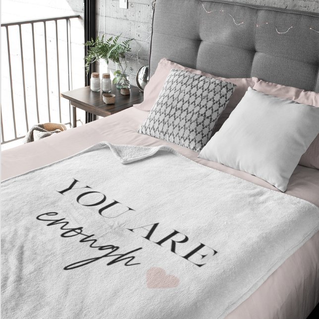 Positive Motivation You Are Enough Quote Sherpa Blanket (Creator Uploaded)