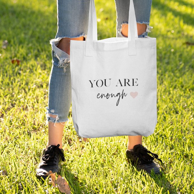 Positive Motivation You Are Enough Quote Tote Bag (Looking for a daily reminder that you are enough? Look no further! Introducing our "You Are Enough" )