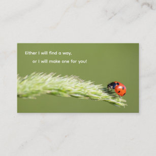 Positive motivational quote with little ladybug bu business card